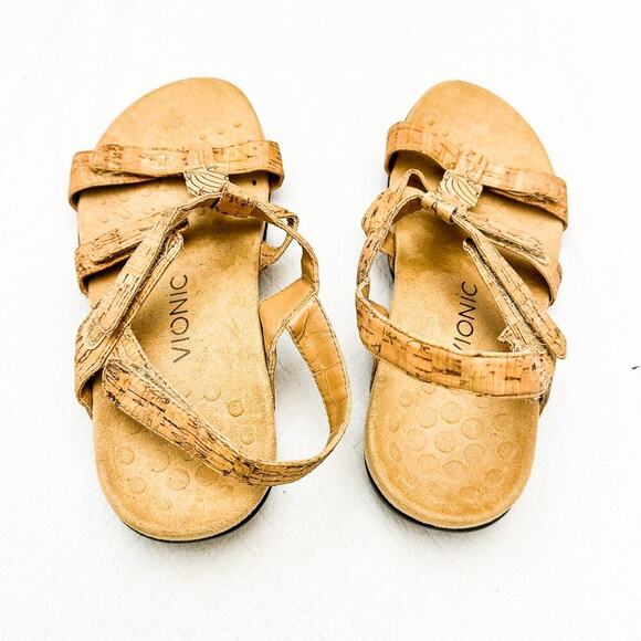 Vionic Amber Cork Gold Adjustable Multi Strap Comfort Sandal Size 8 - Picture 4 of 4